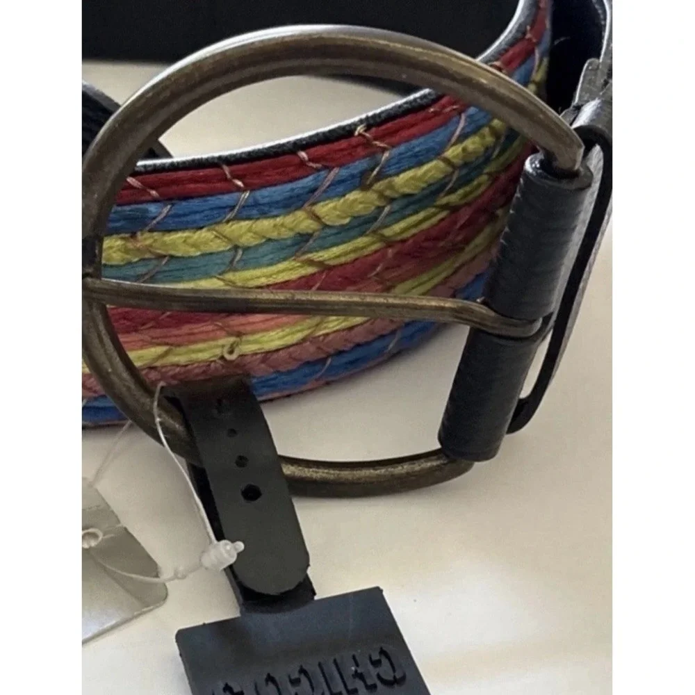 Chicos Margarita Trouser Belt Women Leather Multicolor Braided Boho Waist Medium